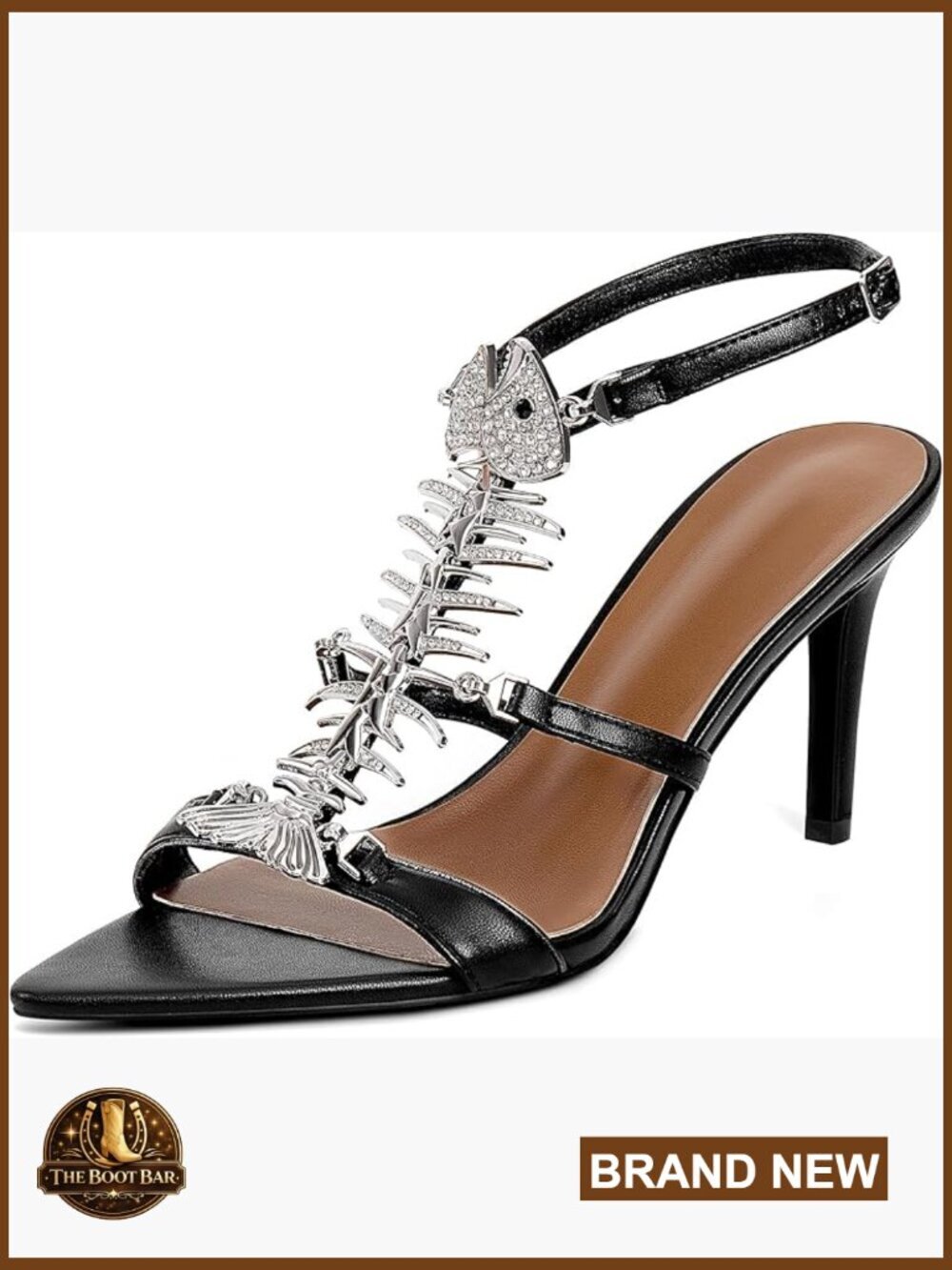 Stiletto Heeled Sandals Rhinestone Fishbone Open Toe Party Wedding Gladiator